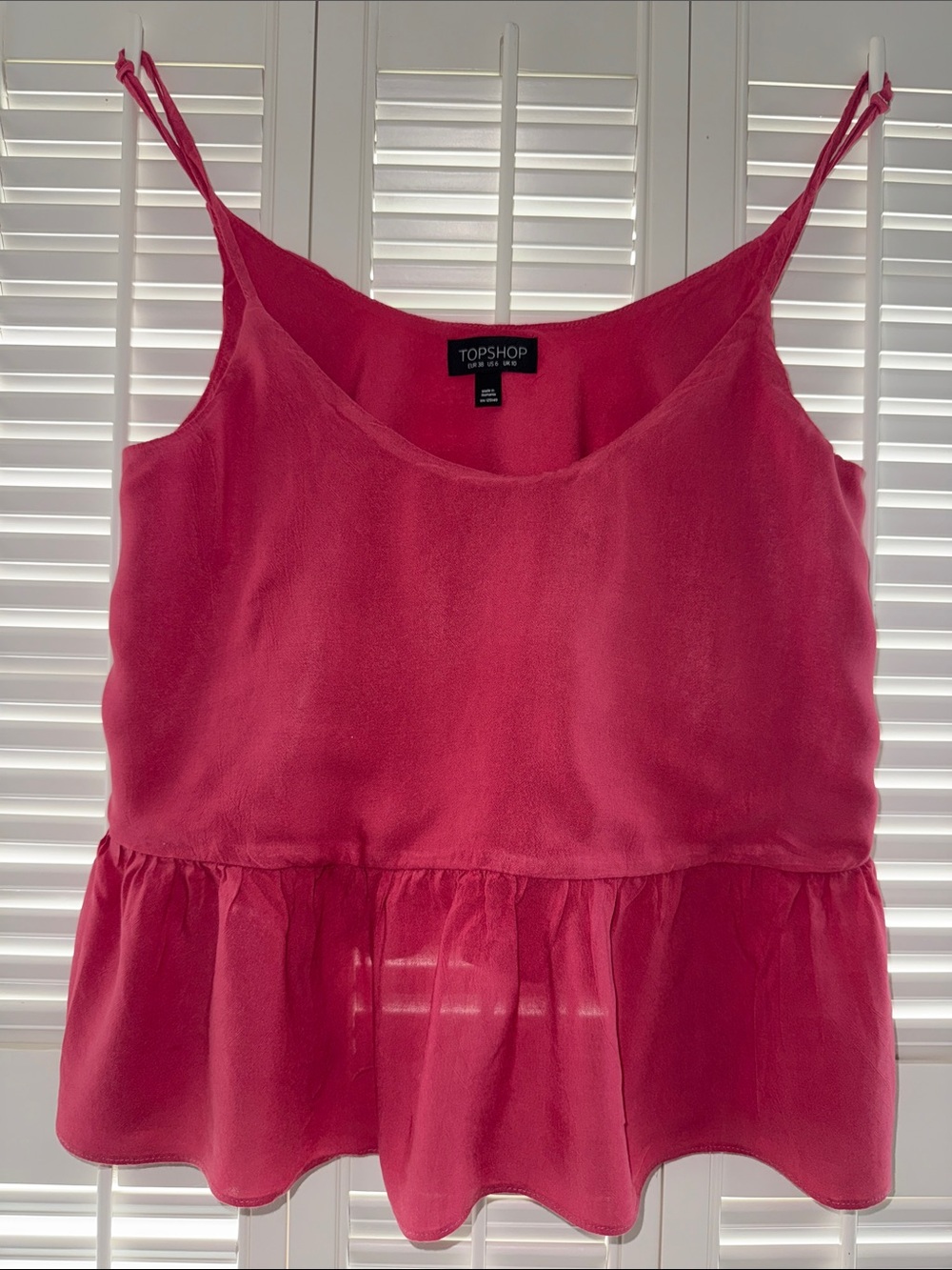 Topshop Hot Pink Peplum Camisole with Spaghetti Straps